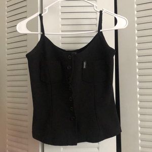 Versace Women’s black button down spaghetti strap tank top, size M